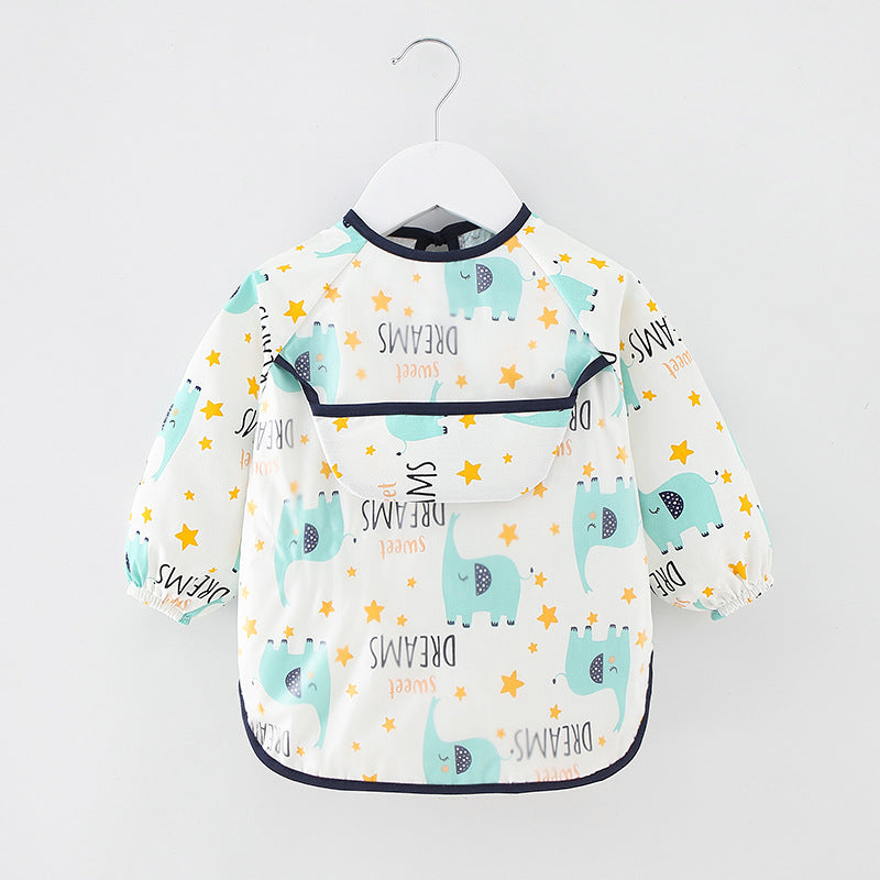 Waterproof Cotton Bib for Kids - Long Sleeve Feeding Apron