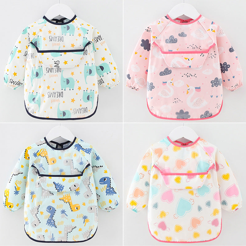 Waterproof Cotton Bib for Kids - Long Sleeve Feeding Apron